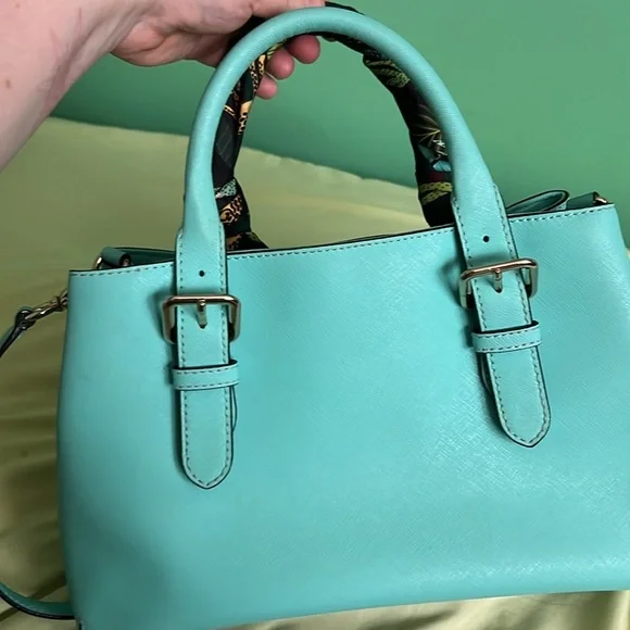 Kate Spade cove street provence fresh air blue crossbody with leopard scarf - Picture 9 of 15